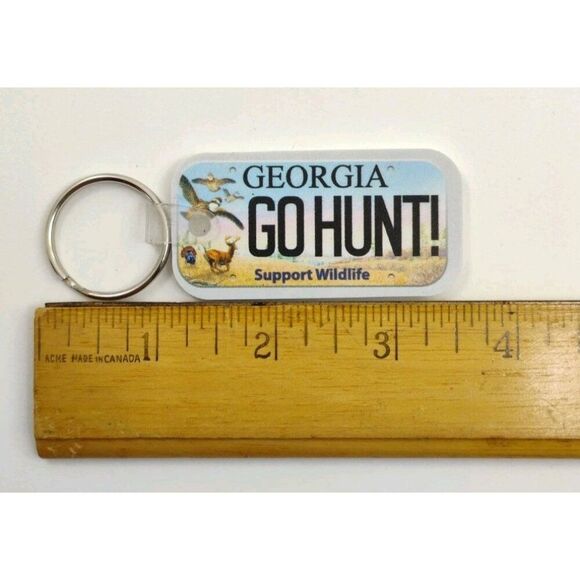 Georgia Keyring GO HUNT! Support Wildlife Keytag Key Holder Hard Rubber Material - Picture 7 of 10